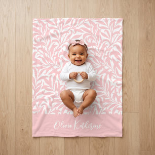 Roze Wilgentak met Initialen Fleece Deken