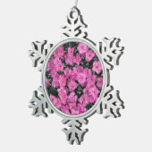 Roze william bloemen tin sneeuwvlok ornament (Rechts)