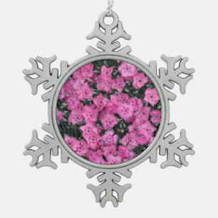 Roze william bloemen tin sneeuwvlok ornament