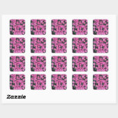 Roze william bloemen vierkante sticker (Vel)