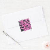 Roze william bloemen vierkante sticker (Envelop)
