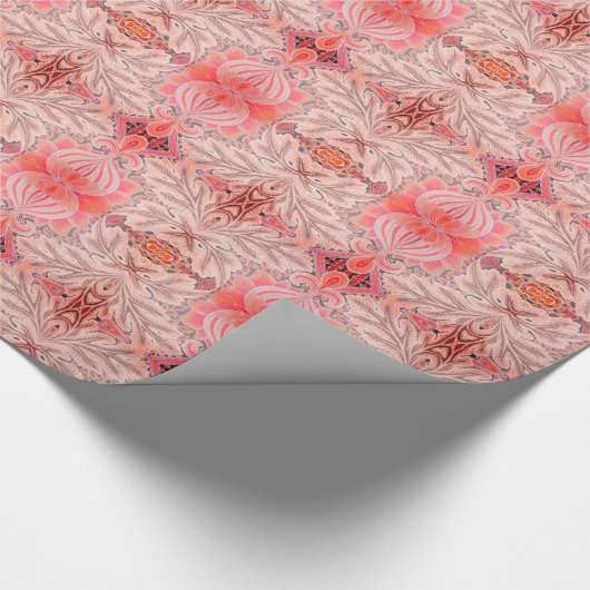 Roze William Morris Pattern Elegant Cadeaupapier (Hoek)