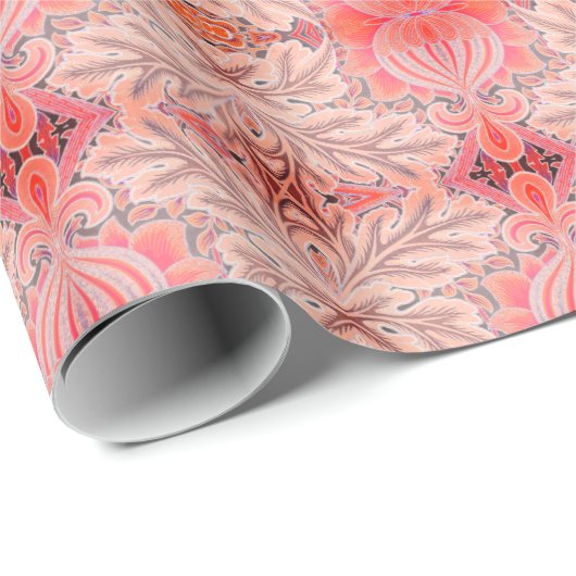  Roze William Morris Pattern Elegant Cadeaupapier (Rol Hoek)