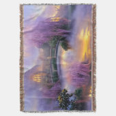 Roze Willow bomen bij zonsondergang door de vijver Deken (Voorkant Verticaal)