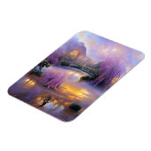 Roze Willow bomen bij zonsondergang door de vijver Magneet (Linkerzijde)