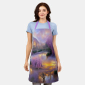 Roze Willow bomen bij zonsondergang door de vijver Schort (Gedragen)