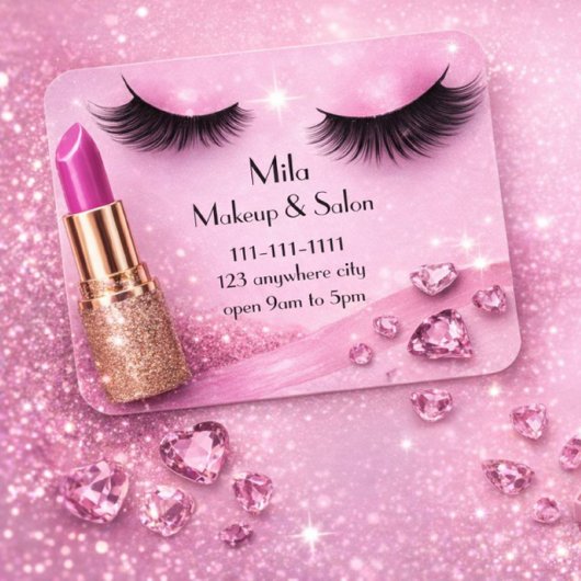 roze wimpers make-up visitekaartje