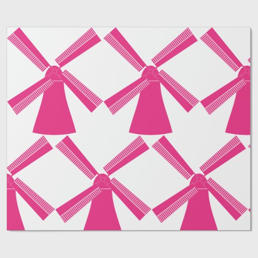 Roze windmolen cadeaupapier (Vlak)