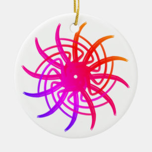 Roze Windmolen Doodle Mandala #27 Keramisch Ornament