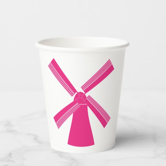 Roze windmolen papieren bekers (Voorkant)