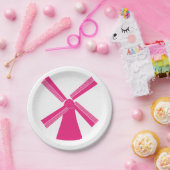Roze windmolen papieren bordje (Feest)