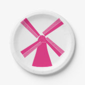 Roze windmolen papieren bordje (Voorkant)