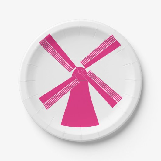 Roze windmolen papieren bordje (Voorkant)
