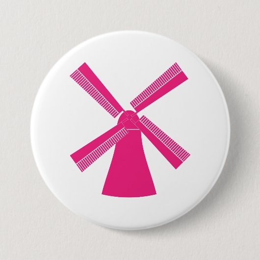 Roze windmolen ronde button 7,6 cm (Voorkant)