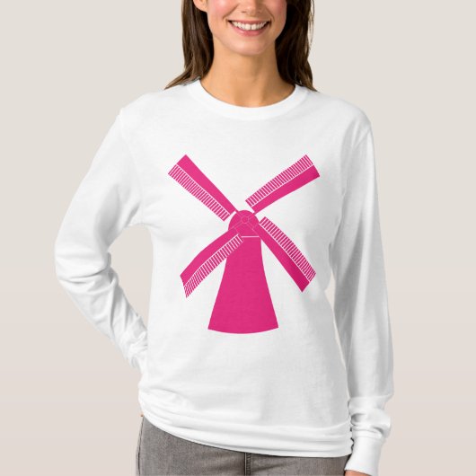 Roze windmolen t-shirt (Voorkant)