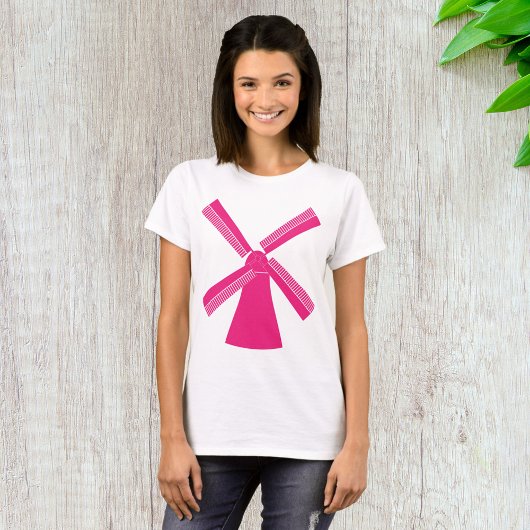 Roze windmolen t-shirt