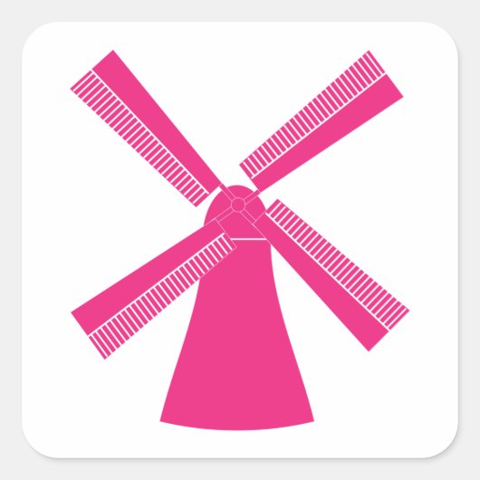 Roze windmolen vierkante sticker (Voorkant)