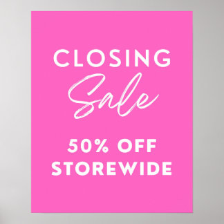 Roze Winkel Sluiten Verkoopteken, 50% korting op d Poster