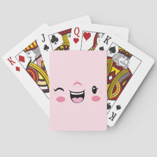 Roze Winkelende Kawaii Face-speelkaarten Pokerkaarten