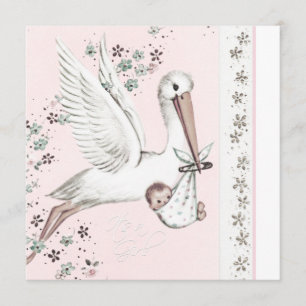 Roze winkeltje Baby Girl Shower Invitations Kaart