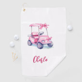 Roze winkelwagen naam golfhanddoek (Insitu)