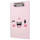 Roze Winking Kawaii Face Clip Board Klembord (Links)