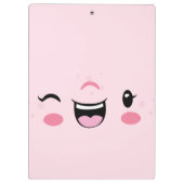 Roze Winking Kawaii Face Clip Board Klembord (Achterkant)
