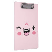 Roze Winking Kawaii Face Clip Board Klembord (Rechts)