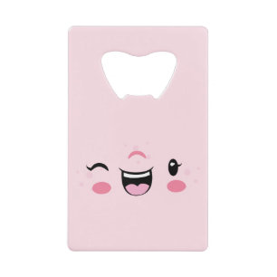 Roze Winking Kawaii Face Creditcard Bottle Open Creditkaart Flessenopener