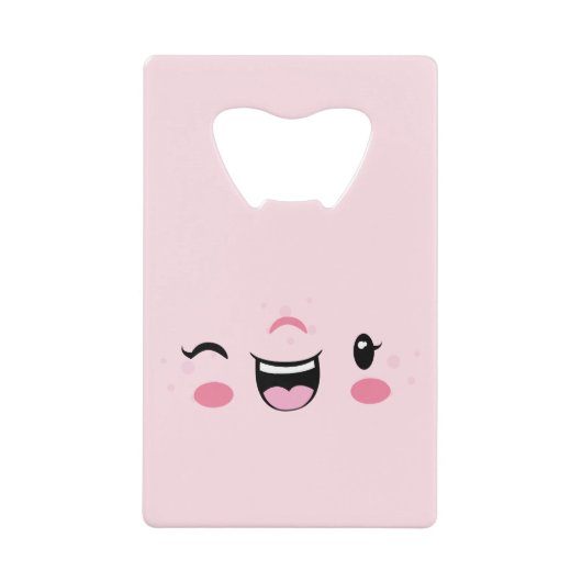 Roze Winking Kawaii Face Creditcard Bottle Open Creditkaart Flessenopener (Voorkant)