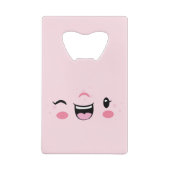Roze Winking Kawaii Face Creditcard Bottle Open Creditkaart Flessenopener (Achterkant)