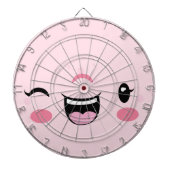 Roze Winking Kawaii Face Dart Board Dartbord (Voorkant)