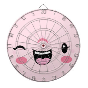 Roze Winking Kawaii Face Dart Board Dartbord