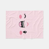 Roze Winking Kawaii Face Fleece Blanket Deken (Voorkant (Horizontaal))