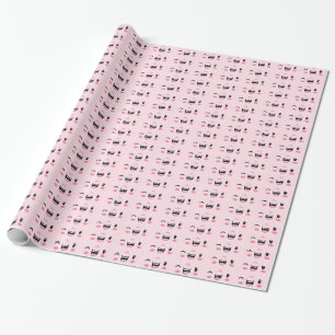 Roze Winking Kawaii Face Gift Wrap Cadeaupapier