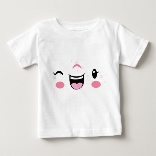 Roze Winking Kawaii Face Kinder Clothing (Voorkant)