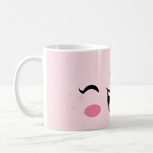 Roze Winking Kawaii Face Mok (Links)