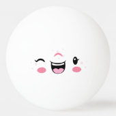 Roze Winking Kawaii Face Ping Pong Balls Pingpongbal (Voorkant)