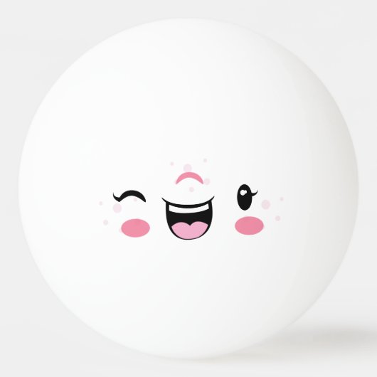 Roze Winking Kawaii Face Ping Pong Balls Pingpongbal (Achterkant)