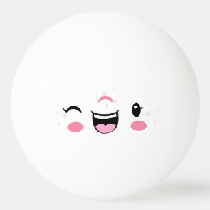 Roze Winking Kawaii Face Ping Pong Balls Pingpongbal