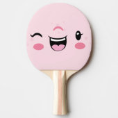 Roze Winking Kawaii Face Ping Pong Paddle Tafeltennisbatje (Voorkant)