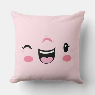 Roze Winking Kawaii Face Sierkussen