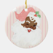 Roze  Winnende zwarte kerstboom Keramisch Ornament (Achterkant)