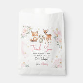 Roze winter 1e meisje verjaardag dank u gunst tass bedankzakje (Voorkant)