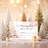 Roze Winter Baby Herten Hoeveel Snoepjes Informatiekaartje