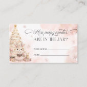 Roze Winter Baby Herten Hoeveel Snoepjes Informatiekaartje (Voorkant)