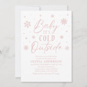 Roze Winter Baby Het is koud buiten Baby shower Kaart (Voorkant)
