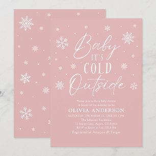 Roze Winter Baby Het is koud buiten Baby shower Kaart