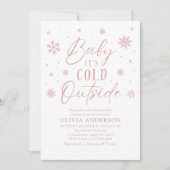 Roze Winter Baby Het is koud buiten Baby shower Kaart (Voorkant)
