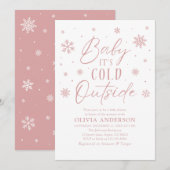 Roze Winter Baby Het is koud buiten Baby shower Kaart (Voorkant / Achterkant)